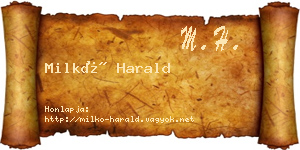 Milkó Harald névjegykártya